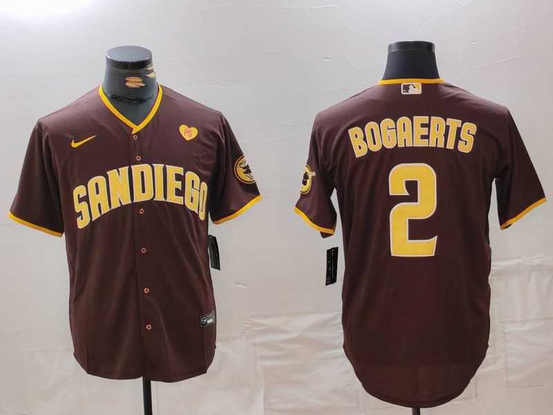 Men%27s San Diego Padres #2 Xander Bogaerts Brown With PS Patch Cool Base Stitched Jersey->pittsburgh pirates->MLB Jersey